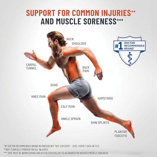 KT Tape Pro Extreme Therapeutic Elastic Kinesiology Sports Tape, 20 Pre Cut 10 inch Strips, 100% Synthetic Water Resistant Breathable, Pro & Olympic Choice