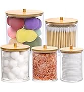 Tecbeauty 5pcs Acrylic Qtip Holder Dispenser for Bathroom Storage Cotton Swabs Balls Rounds Pads ...