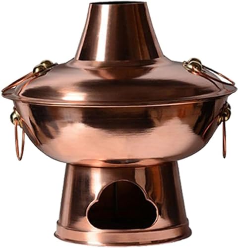 DFGHNBVC Olla De Cobre China, Olla De Cobre Antigua, Olla De Carbón De Cobre Rojo, Olla De Doble Oreja con Tapa