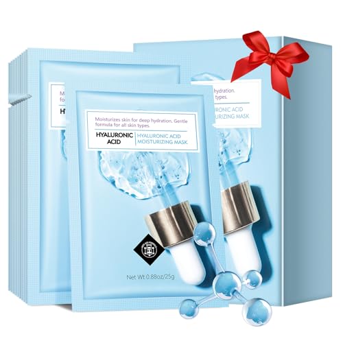 IREV Hyaluronic Acid Face Mask, Face Masks Skincare, Hydrating Mask For Face,Deep Moisturizing Face Sheet Mask, Facial Mask For All Skintypes, After Sun Face Mask, Hydrating Face Masks, Pack Of 10