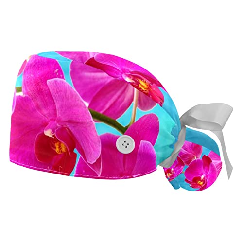 Chapeaux bouffants Orchidée Rose JDEZ : lot de 2 casquettes de travail ajustables mixtes