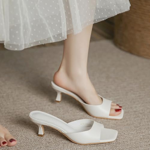 Image of Women's Square Open Toe Kitten Heel Slides Sandals Sexy One Band Slip-On Stiletto Heels Mules Casual Party Prom Dance Dress Dress