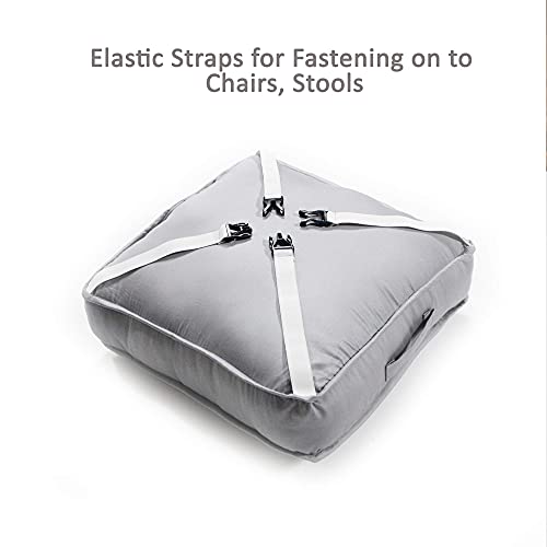 Image of COOZLY 18 Inches X 18 Inches Chairpad /Seat Cushion with Elastic Straps - Cotton Printed Design Tuf Fibre Filling | Seat Cushion (Glacier)