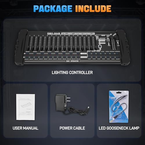 Image of DaBeatz DMX 384 Channel Lighting Controller with DMX512 Protocol Compatible with Moving Head Light, DMX Operator Console with MIDI Control for DJs, Stage, Party, Club, Theater Lighting
