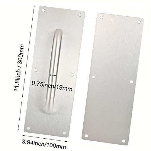 Abgream 304 Stainless Steel Door Handle - 1 Set Pull And Push Plate Door Handle With Screws And Screwdriver Suitable For Wooden Or Composite Door (11.8’’ X 3.8’’) #TOP1