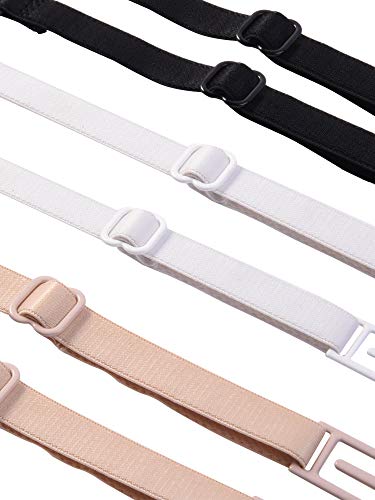 Eboot 6 Piece Bra Strap Clips Elastic Non-Slip Strap Holder, Black, Beige, White #TOP1