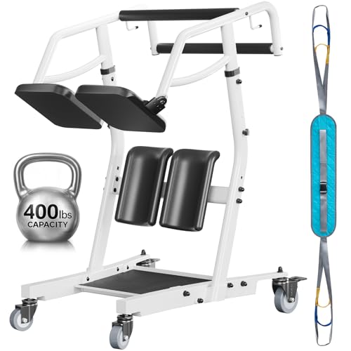 PERLECARE Sit to Stand Lift for Elderly, Stand Assist with Adjustable Height Options, Safety Belt and Lockable Smooth Casters, Easy Operation, Ideal for Post-Surgery Recovery and Disabled Individuals