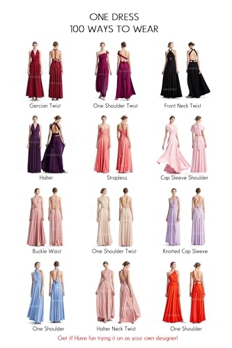 Image of Multi-Way Wrap Infinity Maxi Dress for Bridesmaids & Wedding Guest | 31 Colors for All Wedding Themes, One Size & Plus, 1 Dress for Any Events, Evening, Prom, Gala, Non-See-Through, Wrinkle-Free