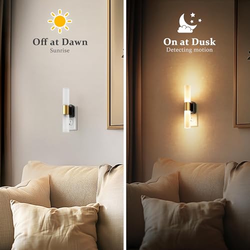Image of JandCase LED Night Light, 2 Pack Night Lights Plug into Wall, 3000K Soft White, 0-100LM Adjustable Brightness, 180 Rotating Plug in Night Light with Auto Light Sensor for Bedroom Bathroom Hallway