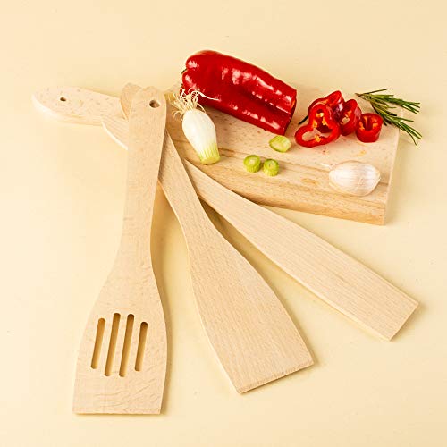 Tuuli Kitchen 6 pezzi Spatola Set Utensili da Cucina in Legno di Faggio (6x Spatola 30 cm) - immagine 4