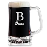 Lifetime Creations Engraved Personalized Monogram Beer Mug 25 oz – Stein with Initial and Name, Custom Beer Lover Groomsmen Gift, Dishwasher Safe, Made in USA