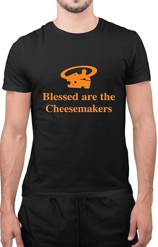 Graphic Impact Funny Blessed are The Cheesemakers Cheese Foodie Pizza Food Novelty Top T-Shirt (Black, Large)