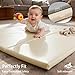 TODIBY Foam Baby Play Mat: PU Leather Waterproof Kids Playmat - Trifold Floor Mat - Large Play Mat for Playpen Thick Pad Fodable Mattress Soft Toddler Mattress Infant Cushion for Preschool (Beige)