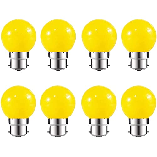 ZFQ 8 Pack B22 Bayonet Colored LED Light Bulbs 2W G45 Golf Ball Mini Globe Bulb Lighting Bulbs,Yellow for Outdoor Indoor String Patio Garden Party Christmas