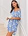 Ekouaer Teddy Bear Nightgown V Neck Button Down Sleepshirts Blue Teddy XL