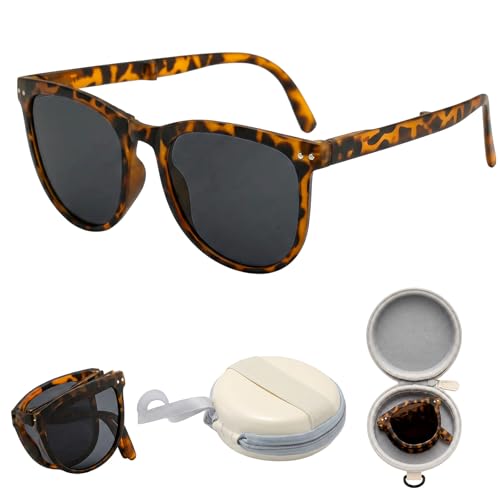 Xgvzs Faltbare Retro Sonnenbrille Polarisiert Stilvoller Verstellbarer Rahmen Sonnenbrille Outdoor für Damen Herren 1er Set mit 1 Farben Inklusive Etui
