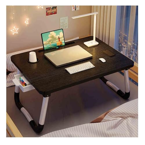 HBOOMOEM Table De Lit Pliable,Lapdesk Pliable,Plateau De Lit Multifonctionnel,Table De Lit Pliante,Support De Lecture Et D'éCriture Avec Tiroir,...