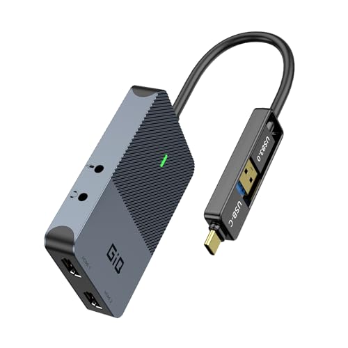 Image of Giq HDMI Splitter Extended Display for Dual Monitor, Dual 2K@60Hz Universal Video Graphics USB to Dual HDMI Adapter for USB 3.0 /USB-C Adapter, Compatible with USB4,Windows and Mac