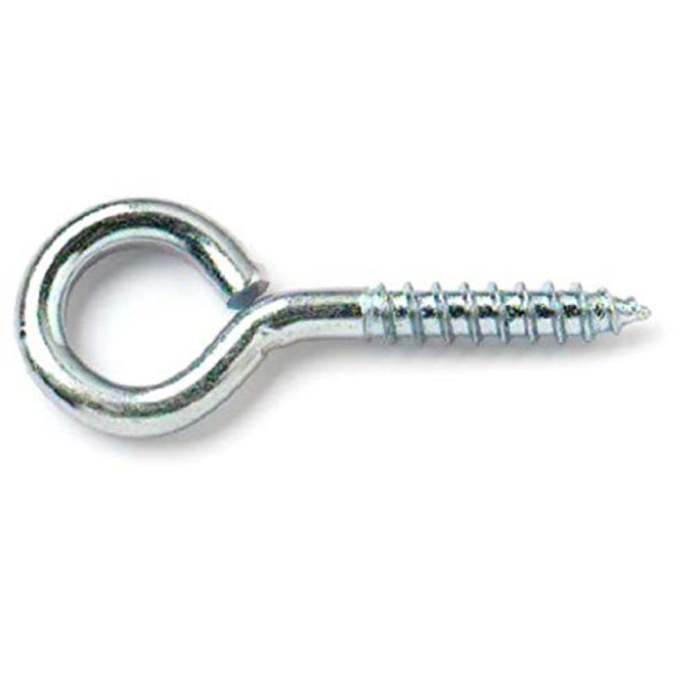 Merriway BH07288 (100 Pcs) Screw-In Eyes, BZP Steel 45 mm (1.3/4 Inch) - Pack of 100 Pieces, Silver Tone