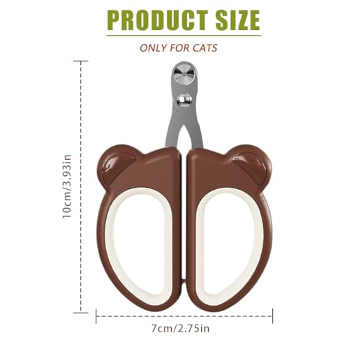 Image of Qpets Kitten Cat Nail Cutter, PP Handle Cat Nail Cutter for Persian Cat, Stainless Steel Cat Claw Trimmer with Crescent Blade for Small Medium Cats - Brown