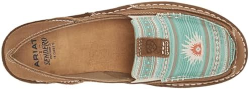 ARIAT Women's Cruiser Sendero Sneaker, Tan Suede/Turquoise Boquillas Print, 8.5 | Image 4