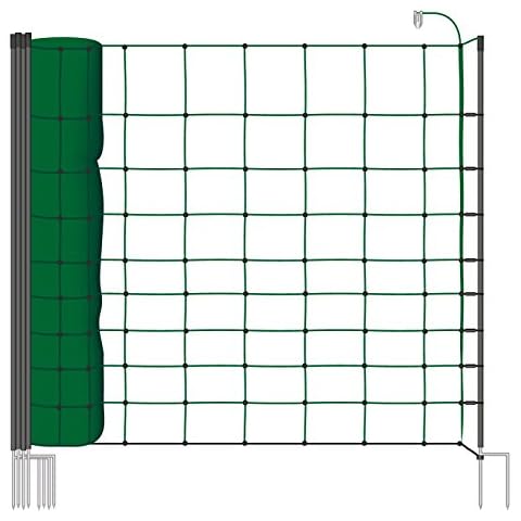 50 m VOSS.farming 108 cm, Euro-Netz, tannengrün, 2 Spitzen Weidezaun Weidenetz Cover