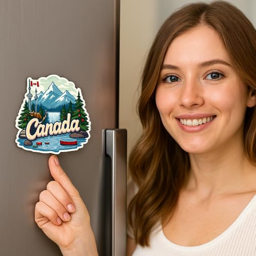Image of Naxon Canada Country Theme Souvenir Wooden Refrigerator Stylish Fridge Magnet - Fridge Decoration Magnet for Kitchen & Home Decor | Perfect Souvenir Gift | Size 3x3 Inches | Pack of 1