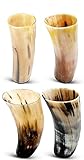 Laniti Viking Drinking Handmade Natural Genuine Ox Horn Cups Tankard for Ale Beer Wine Goblet, Handcrafted, Polished - Sets of 2-4 (4)