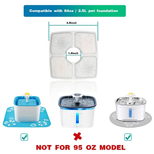 Aroundu Cat Fountain Filter Replacement Set 20 Pcs, Compatible With 84Oz/2.5L Square Fountain,12 Filter 6 Sponge 2 Brush Included #TOP1