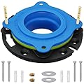 MENNTY Toilet Flange Repair Kit- Include Flange & Elastic Wax Ring Gasket with Brass Bolts and Hardware, Universal Rubber Toilet Wax Ring Replacement Kit, Better Than Wax Toilet Seal