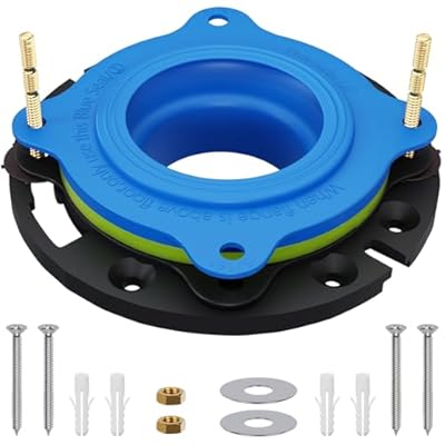 MENNTY Toilet Flange Repair Kit- Include Flange & Elastic Wax Ring Gasket with Brass Bolts and Hardware, Universal Rubber Toilet Wax Ring Replacement Kit, Better Than Wax Toilet Seal