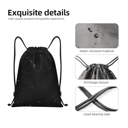 black glitter Print Drawstring Bags,Gym Sport Sack Drawstring Bag Suitable for sport Swimming Travel. 6