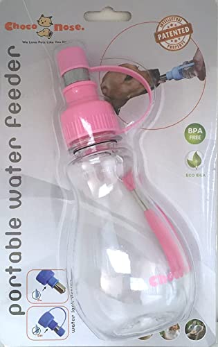Choco Nose Patented Portable No-Drip Travel Water Bottle/Feeder For Dogs/Puppies/Cats/Rabbits And Other Small Sized Animals -8 Oz. Leak-Proof Nozzle 16Mm, Pink (H258) #TOP1