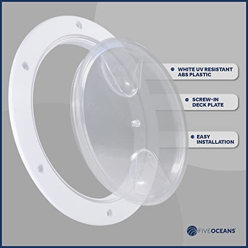 Five Oceans 6" Boat Hatch, Marine Round Inspection Deck Plate Hatch With Detachable Clear Lid, Uv-Resistant Abs White Plastic, For Pontoon, Fishing Boat, Bass Boat, Yacht, Rvs, Caravan - Fo4465 #TOP3