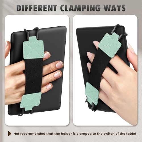 MoKo Handschlaufe für 6-8 Kindle eReaders Fire Tablet,Kindle/Kobo/Voyaga/Sony E-Book Tablet,Elastisches Halteband Leicht Tragbar Tablet Fingerhalterung Griff Halter,Schwarz Gurt, Lychee Tequila Grün