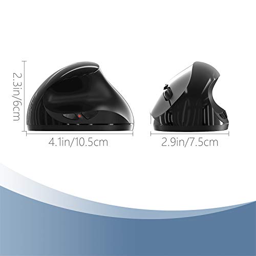 Carago-Wireless-Mouse-24G-USB-Vertical-Ergonomic-Mouse-with-6-Buttons-3-Adjustable-DPI-80012001600-Levels-for-Computer-Laptop-PC-MacBookBlack