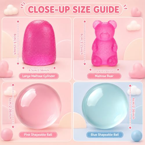 Zhgood Squishy Fidget Toys Bundle, 4 Pack Stress Relief Toys Set with Pink Bear, Pink Gumdrop & Coconut Squishies, Slow Rising Sensory Squeeze Toys for Kids Adults, Classroom Prizes Birthday Gifts - Image 4