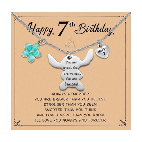 Image of Ukodnus 6-10 Year Old Birthday Necklace Gifts, You are Loved Valued Beautiful Gift, Birthday Jewelry Gift for Daughter Granddaughter Niece