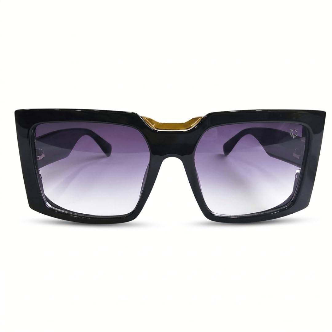 Eclipse Black Oversized Square Sunglasses for Women | UV400 Protection | Lightweight Anti-Glare Designer Sunglasses for Driving, Travel, Outdoor & Daily Wear-picture-34