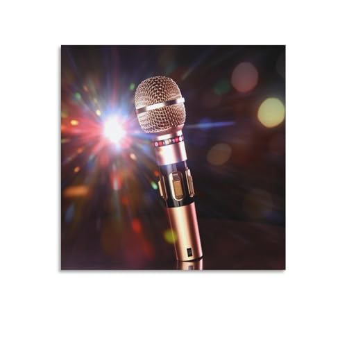 Toile murale microphone karaoké 70x70cm tableau abstrait moderne