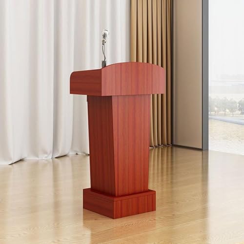 Atril de madera de recepción con estantes abiertos y cajones 3