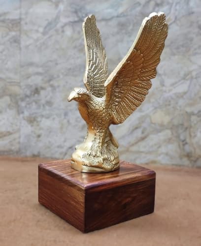 Image of The Dominque Decor Golden Eagle Statue Showpiece, Metal Home Decor Statue, Feng Shui & Vastu Gift Item Flying Eagle, for Living Room Bedroom Study Room Office