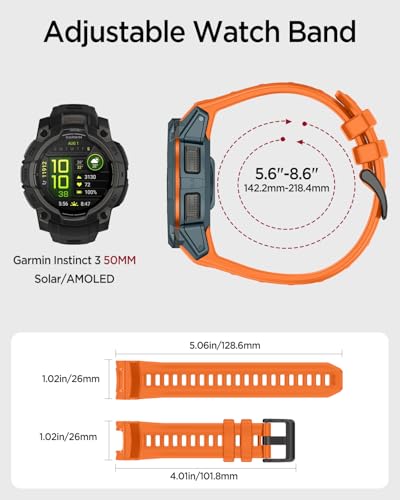 Bracelet Garmin Instinct 3 étanche et réglable en silicone léger - 4