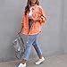Cjfdfy Women's Oversized Distressed Denim Shirt Long Sleeve Jean Button Down Shirt Top Y2k Trendy Spring Fall Casual Shacket (Orange, S)