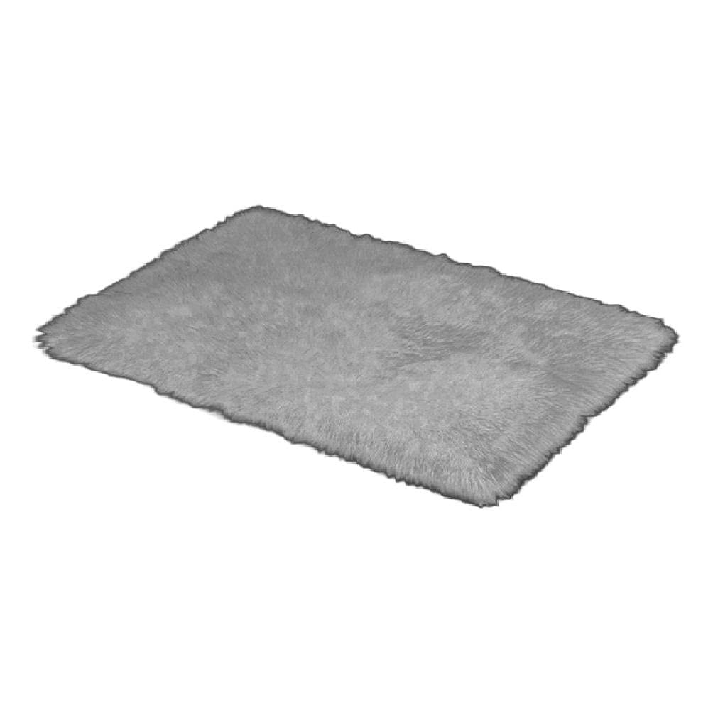 Tapis moderne Labstandard rectangulaire et doux en peluche grise pour decoration de salon