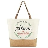AHEZQILU Cadeau Atsem Tote Bag Message Petit Bazar D'une Atsem...