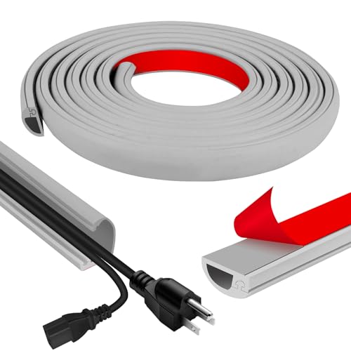 Image of Cord Wall Cover, 118in Self-Adhesive Wire Covers for Cords on Wall, Extension Cable Hider for Floor, Mounted Tv, Home and Office Cavity 0.63 inch Wx0.31 H