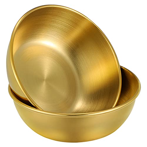 FRCOLOR 2pcs Buddhist Offering Bowl - Stainless Steel Holy Water Bowl for Yoga Meditation - Buddha Worship Utensil Supplies, Golden