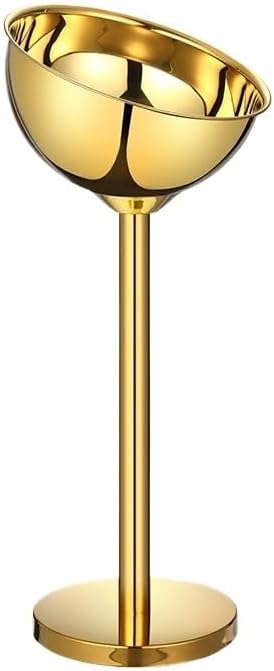 Ice Bucket Large-capacity Stainless Steel Double-walled Ice Bucket Upright Champagne Beverage Ice Tub(Gold)