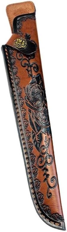 1PC Knife Sheath, 9.37inch Top-layer Leather Protective Cover with Belt Loop and Snap Closure Fits for Outdoor Search